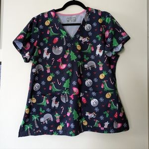 Christmas scrub top